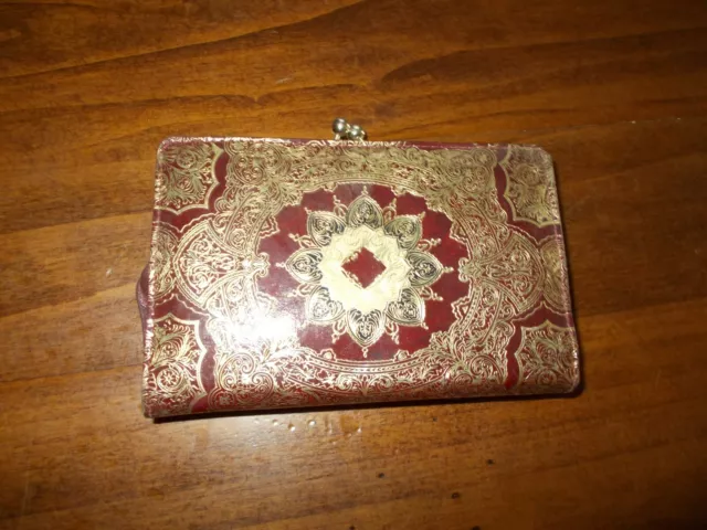 VINTAGE Genuine LEATHER WALLET PORTAMONETE in pelle portafoglio donna