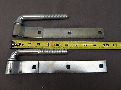 2 Screw Hook And Strap Hinges, Steel, Zinc Plated, 10" x 1-1/4"