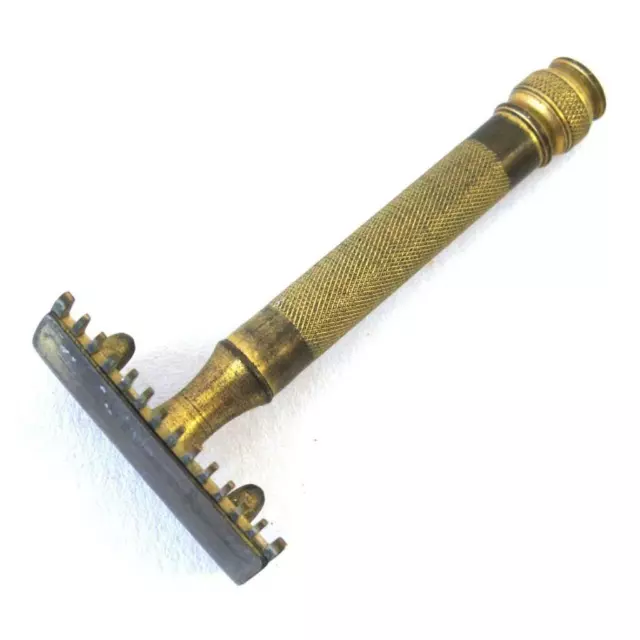 Vintage Gillette 3 Piece Ball End Open Comb Gold Plated Razor