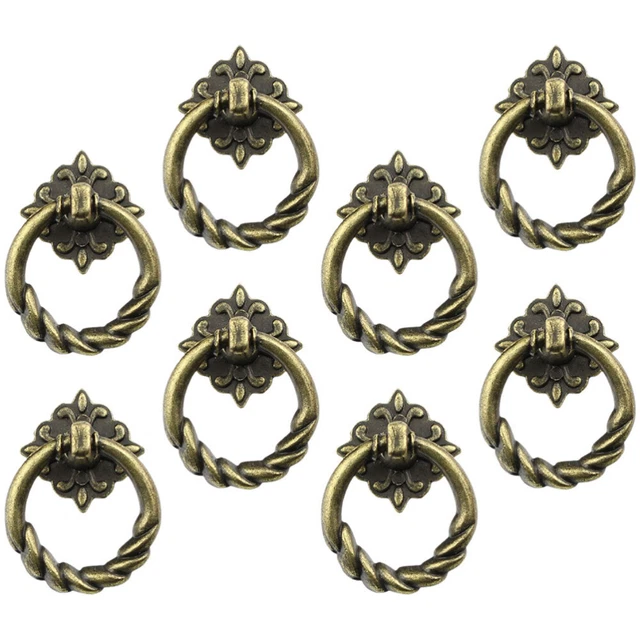 8 Pcs Cabinet Drawer Handle Rings Drop Pulls Vintage Knobs Mini
