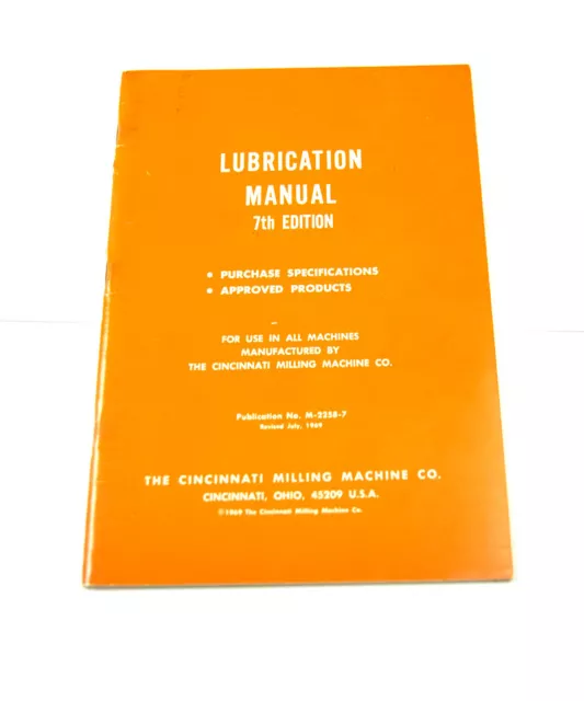 Cincinnati Milling Machine Co. Lubrication Manual  (W-4-Box 9-32-Rct)
