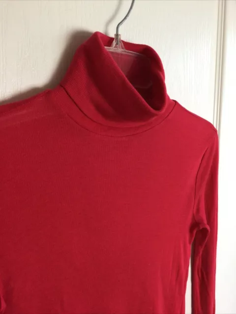 Jcrew Red Ribbed Cashmere Tencel Stretch Turtleneck Sweater XXS 2