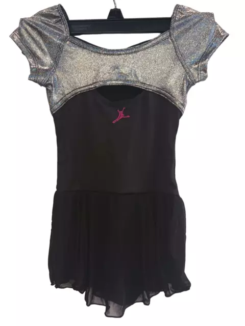 Capezio Girls Future Star Sparkles Skirted Dance Leotard, Gray/Black, XS