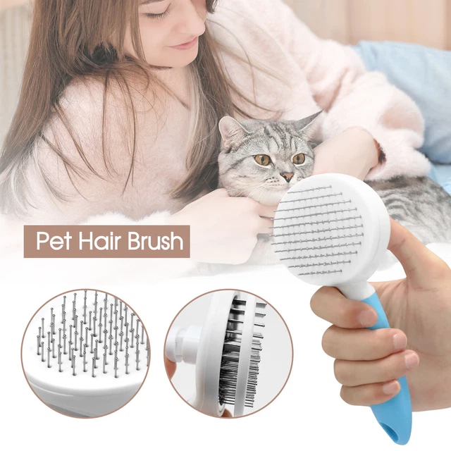 Pet Self Cleaning Brush Hair Remover Dog Cat Comb Grooming Massage Deshedding US 10