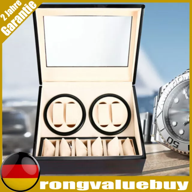 4+6 Uhren Holz Watch Winder Box Uhrenbeweger Automatisch Uhrendreher Kasten