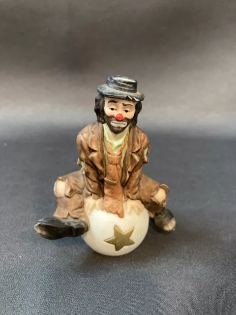 Vintage Emmett Kelley Jr. Porcelain Hobo Clown Figurine on Circus Ball FLAMBRO