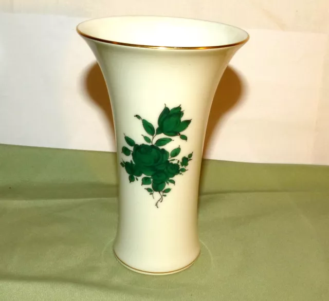 Augarten Zier Vase Maria Theresia Grüne Rose Goldrand 15,5cm 1.Wahl Anker 02-16