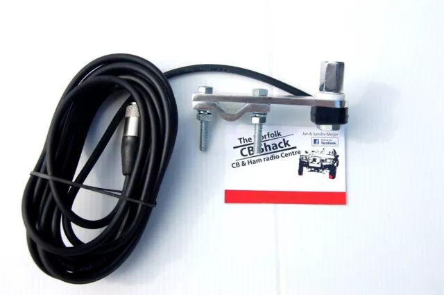 Flat Bar Mirror Mount Kit with 4m cable for 3/8 springer CB Radio Antenna aerial