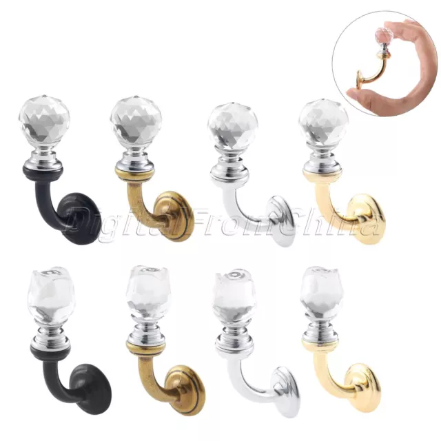 Crystal Glass Curtain Clothes Towel Hook Hanger Hardware Door Wall Hook Holder