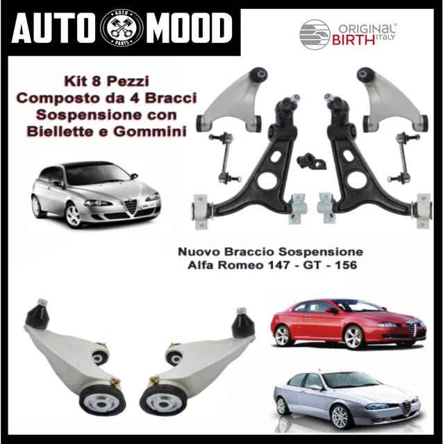 Kit Bracci Sospensione Anteriori RINFORZATI - 8 Pezzi Per Alfa Romeo 147, 156 E GT (1997-2010)