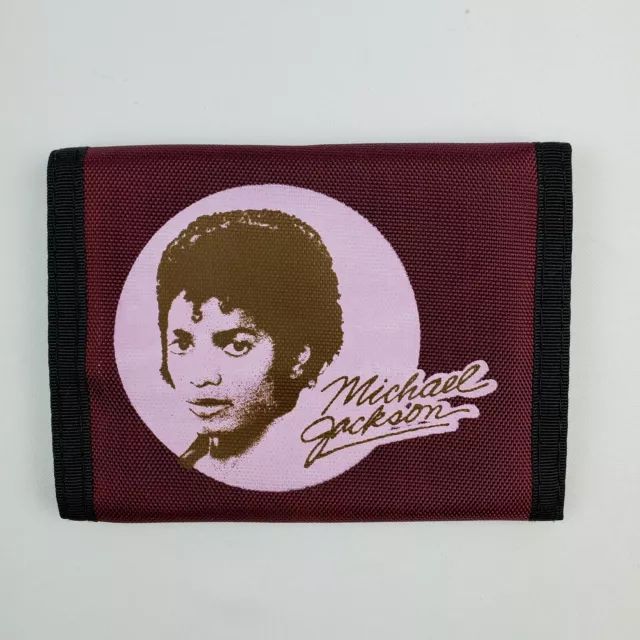 Vintage 1980'S MICHAEL JACKSON THRILLER Wallet NOS Nylon Burgandy Bifold