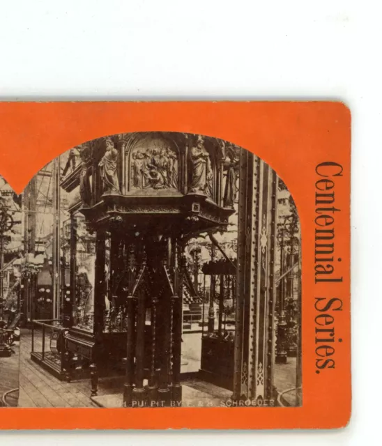 Pulpit by Schroeder Centennial 1876 Exhibition Philadelphia PA Stereoview