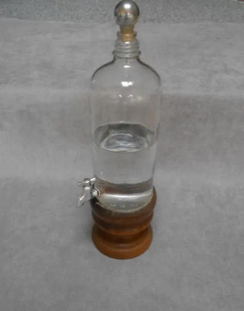 Vintage french glass & wood Alcohol ABSINTHE FOUNTAIN