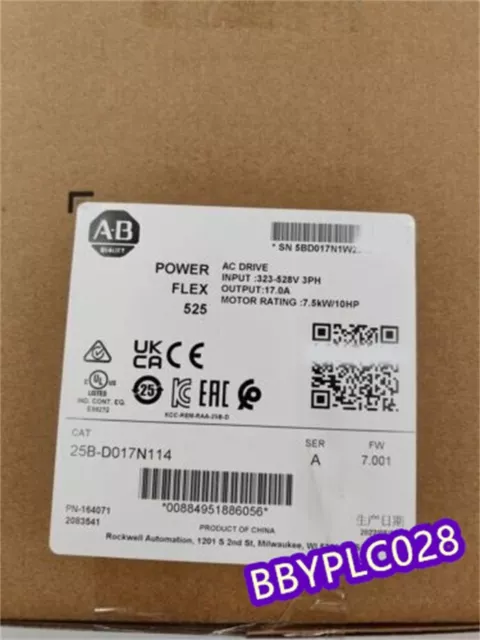 New Factory Sealed AB 25B-D017N114 SER A PowerFlex 525 7.5kW/10HP/