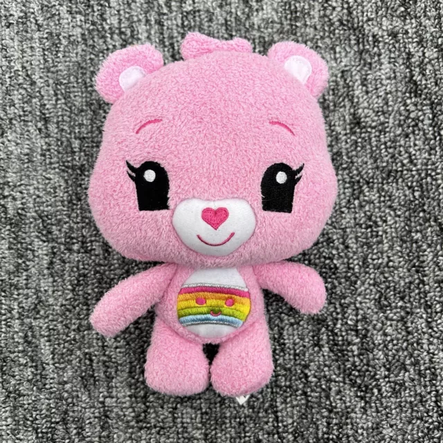Care Bears Cheer Bear Pink 7" Soft Toy Plush Rainbow Baby Hasbro 2012