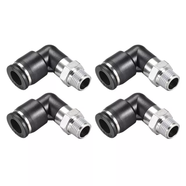 Push to Connect Tube Fitting Male Elbow 8mm Tube OD x 1/8 NPT Push Fit Lock 4pcs