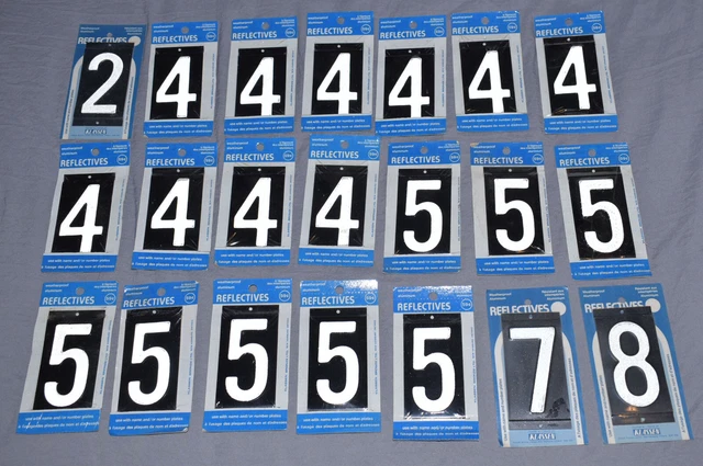 NEW Klassen 3.5" Reflective Mailbox  House Address Numbers - Lot of 21 - NOS