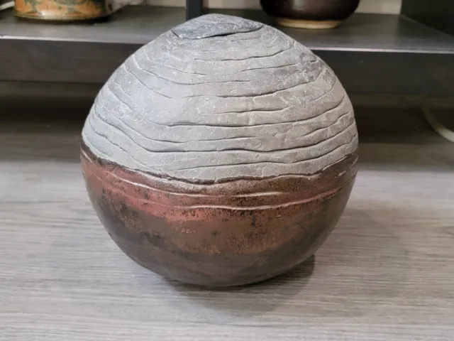 Large Signed Raku Studio Pottery Lidded Vessel Found in Southern Ontario