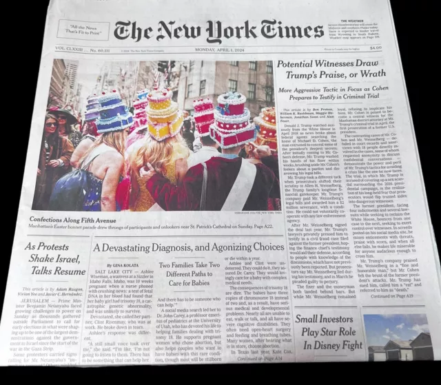THE NEW YORK Times Newspaper April 1 2024 BEYONCE Cowboy Carter Album