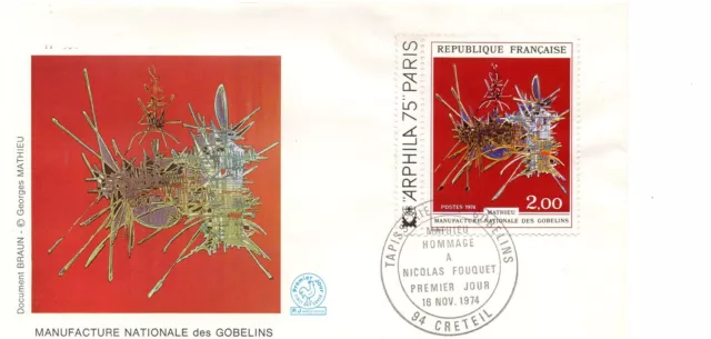 1 Enveloppe Premier Jour Fdc 1974 Manufacture Gobelins Collection