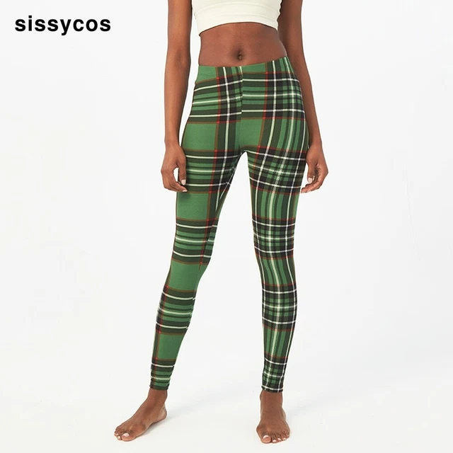 Green Tartan Plaid St Patrick's Printed Leggings for Women Girls Scotch Check