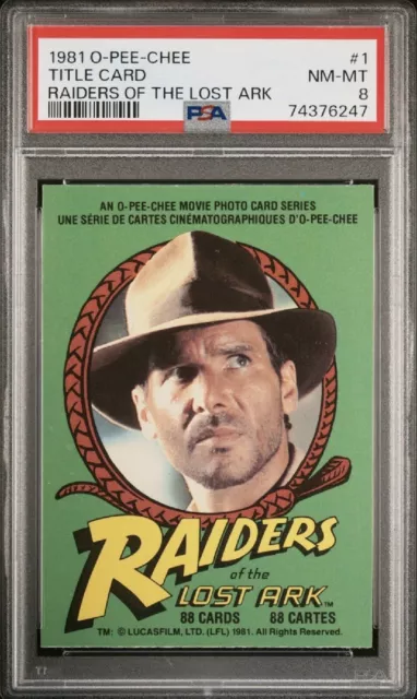 1981 O-Pee-Chee #1 Title Card Indiana Jones Raiders Of The Lost Ark  PSA 8 NM-MT