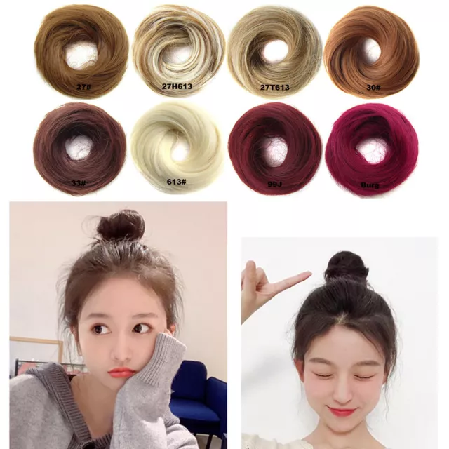 Girls Natural Donut Bun Hair Piece Extension Updo Scrunchie Hair Ring Braids AU