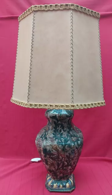 Gran Lámpara De Mesa Italiana, Aretini, 84 Cm, Principios Del Siglo Xx