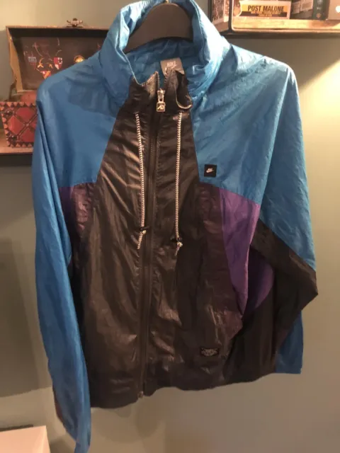 Nike Sportswear Windrunner Hooded Jacket Blue Black Purple Vintage Style Size L