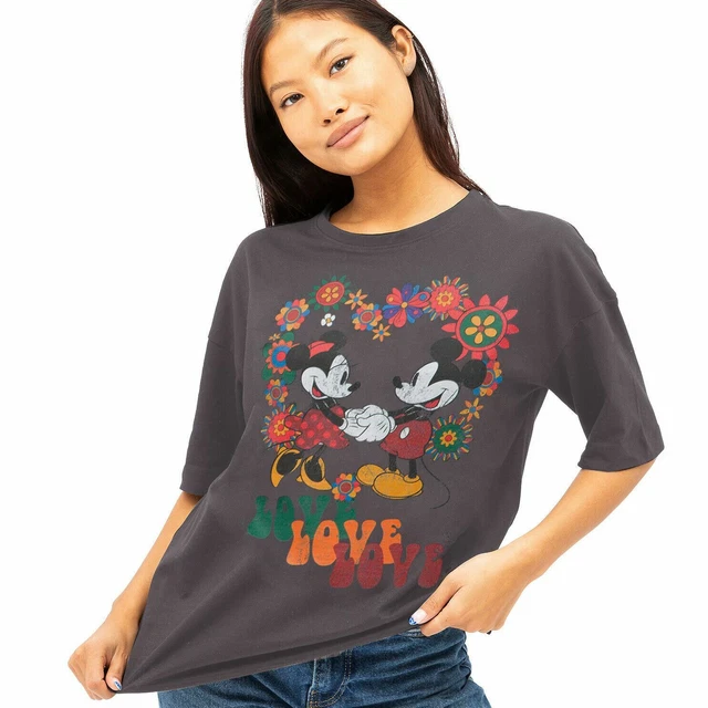 OFFICIAL DISNEY LADIES Mickey Minnie Mouse Love Oversized T shirt Black S XL 13.99 PicClick UK