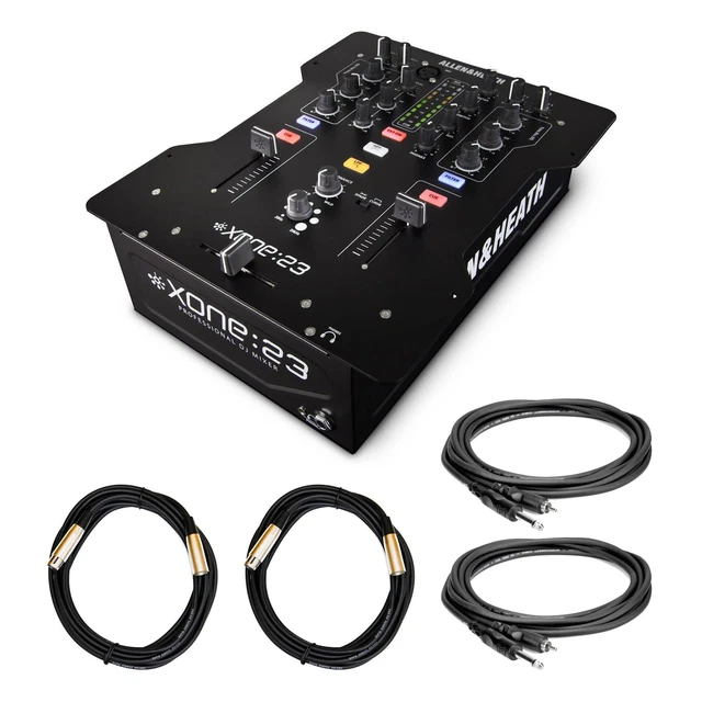 Allen & Heath Xone:23 2+2 Channel DJ Mixer Bundle with XLR and RCA to TS Cables