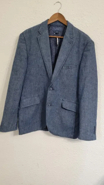 Joseph Abboud Indigo Blue Blazer Sport Coat Jacket Linen/Cotton Size M Denim