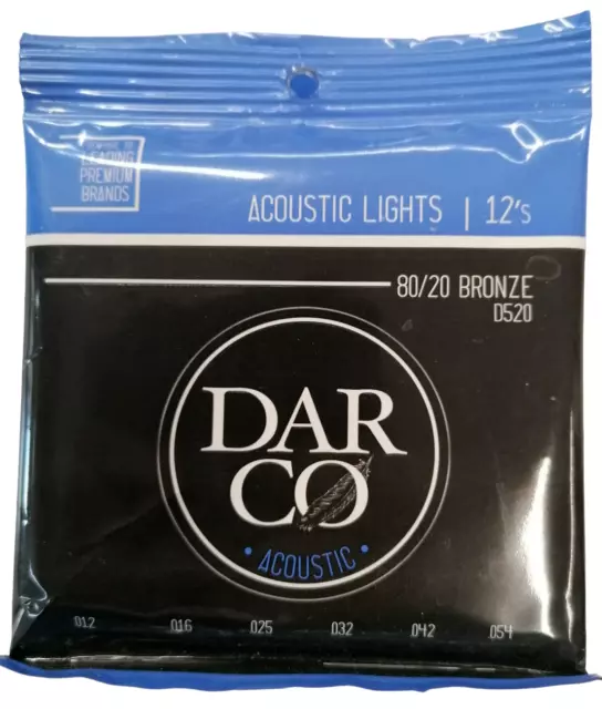 Darco D520 80/20 Bronze Muta Set da 6 Corde per Chitarra Acustica 12-54