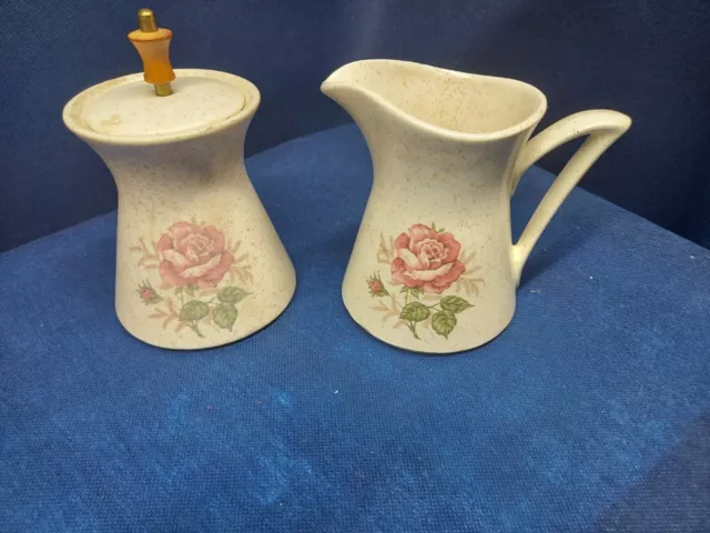 Vintage Canonsburg Pottery Blush Pink Creamer & Sugar Bowl Retired Pattern