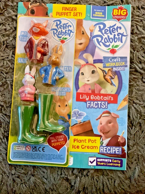 PETER RABBIT MAGAZINE #92 finger puppet set Mr Todd, lily, Peter ...