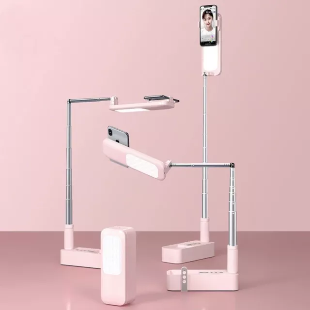 LED Portable Phone Holder Stand Wireless Remote Dimmable Selfie Fill Light Lamp