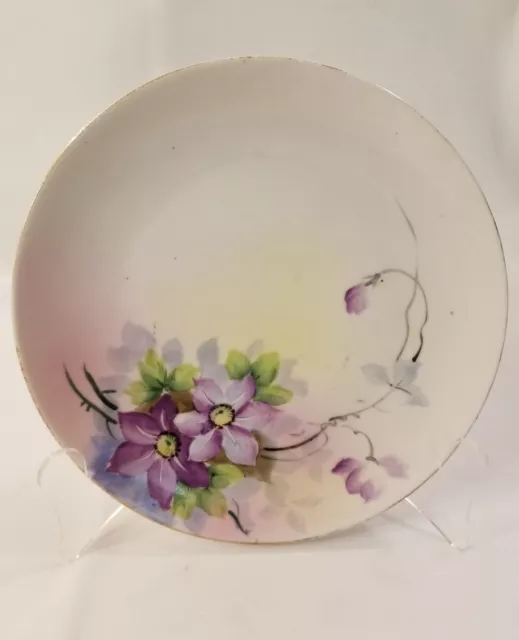 Vintage Hand Painted Purple Floral 8" Noritake Plate Made in Japan
