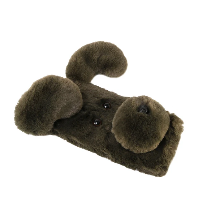 Doux chien en peluche à motifs cas de téléphone mignon mode hiver garder 3