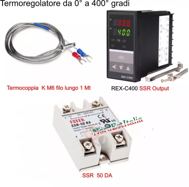 Termoregolatore SSR TERMOSTATO ,Regolatore Temperatura da 0°a 400°    V.220