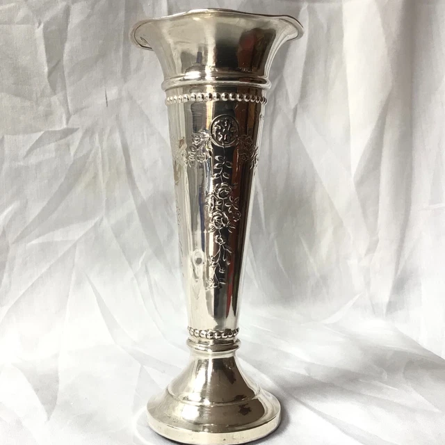 1910 Vaso posy argento massiccio inglese William Hutton & Sons Ltd Birmingham