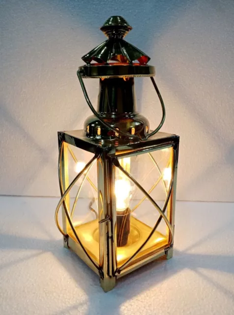 Nautical Brass Electric Lamp Maritime Ship Hanging Lantern Boat Light 12"