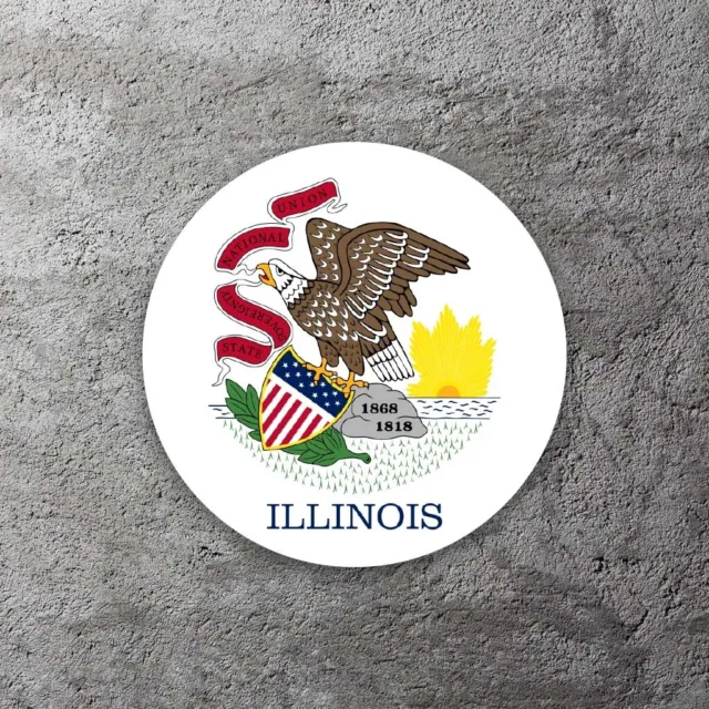 Illinois State Flag Vinyl Sticker 3.5" Wide - Includes Two Stickers