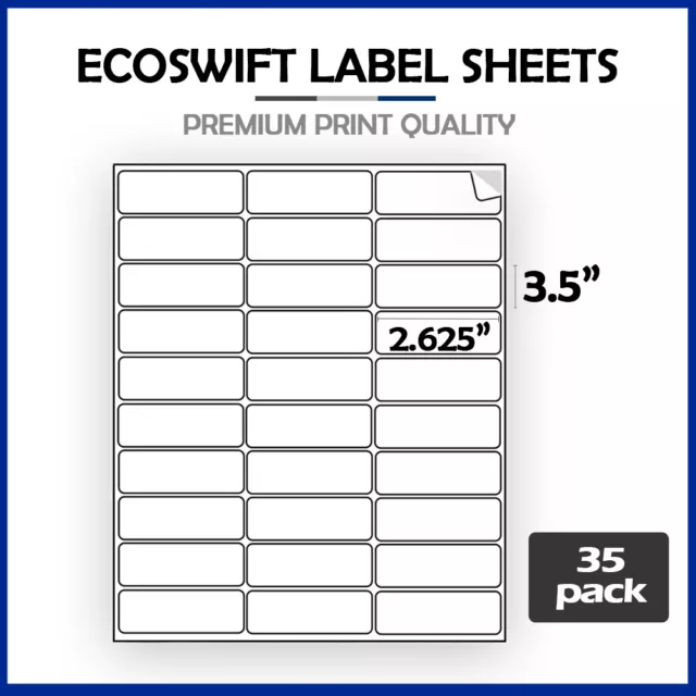 (1050) 1 x 2 5/8 "EcoSwift" Laser Address Shipping Adhesive Labels 30 per sheet