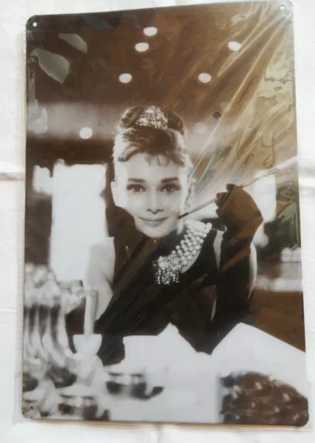 Retro Blechschild Audrey Hepburn USA Filmstar Kinoplakat, 20x30cm