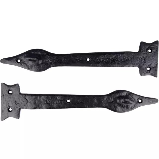 2x BLACK Antique Spear Design DOOR HINGE FRONTS False/Dummy ATTRACTIVE OLD STYLE