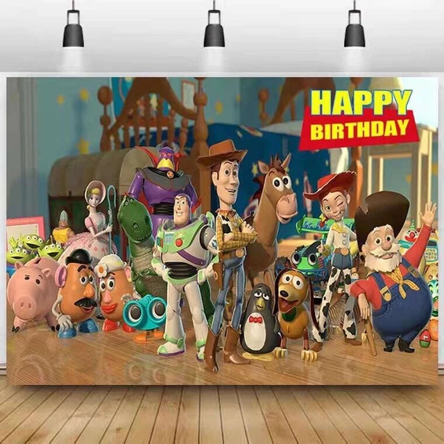 HAPPY BIRTHDAY BACKDROP Banner, Toy Story Photo Background, Vinyl Party
