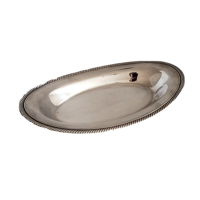 Silver Plated Oval Serving Tray Platter - 12 1/4" Long, 7" Wide - Vintage