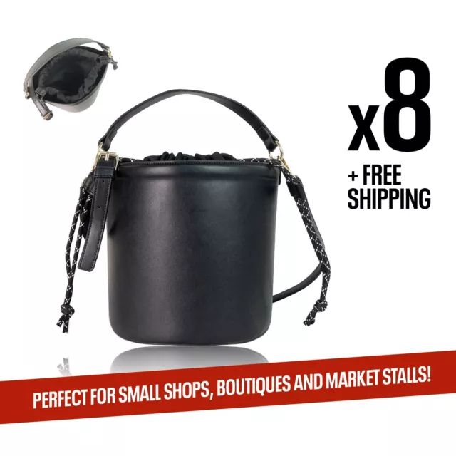 8x Womens Bucket Bag Drawstring Close Shoulder Evening Handbag Wholesale Job Lot