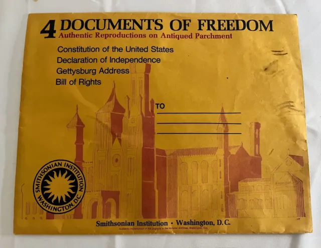 4 Documents Of Freedom Authentic Reproduction OnAntiqued Parchment  USA HISTORY