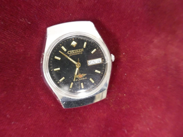 Montre Citizen Vintage Automatique 21 Rubis - Guichet Date/Jour - Années 70 - Pour Bricoleur